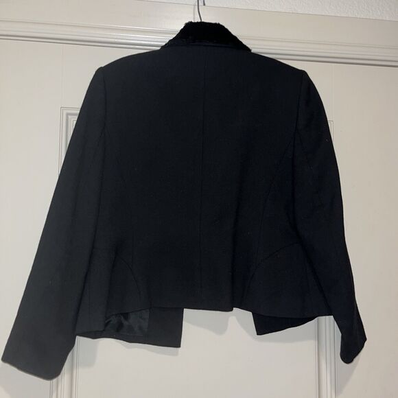 Amanda Smith Petites Black Wool Jacket Blazer Women’s Size 8P fur collar - Picture 8 of 10